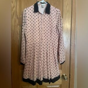Esley Pink and Black Polka Dot Dress